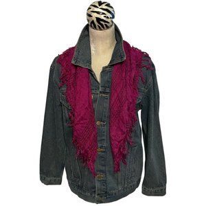 Karma Blue Jean Jacket Womens Size Small Classic Fit 100% Cotton with Scarf